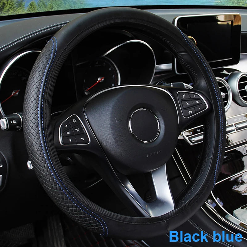 37-39CM Steering Wheel Cover Anti Slip Breathable Steering Cover Universal Microfiber Leather Steer Wheel Protector
